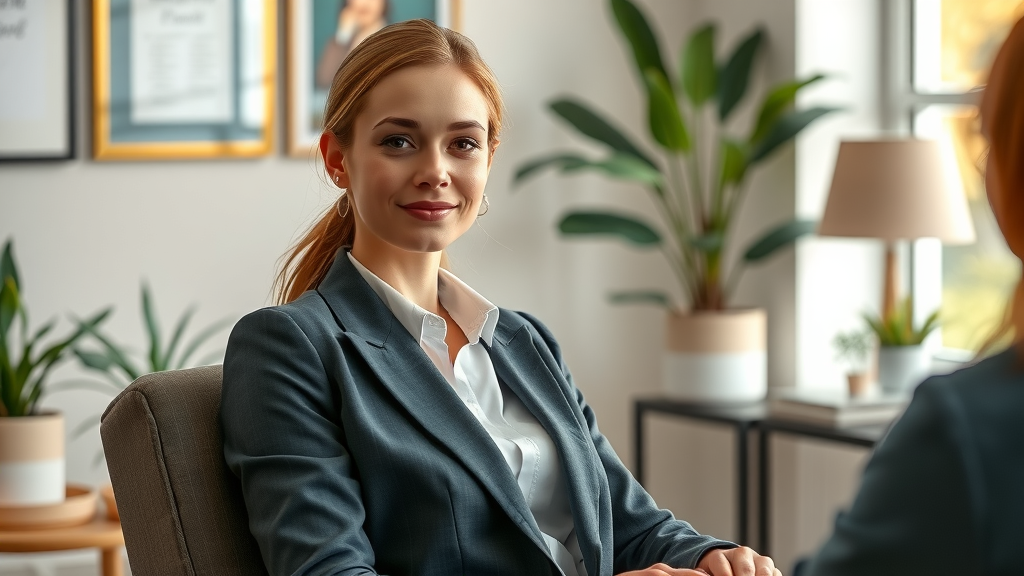 Stress counselling for Brighton executive businesswoman in tranquil therapy room